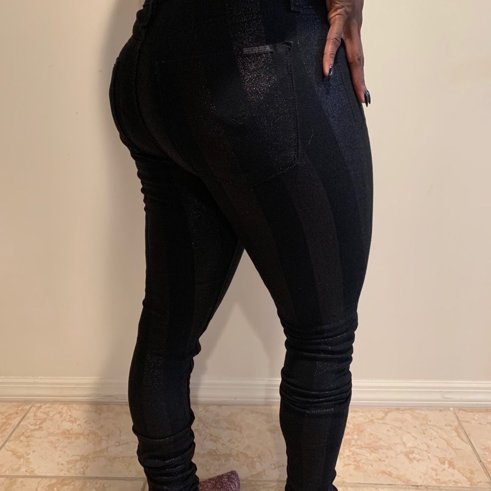 HUDSON Mid-rise Sparkle Striped Super Skinny Jeans